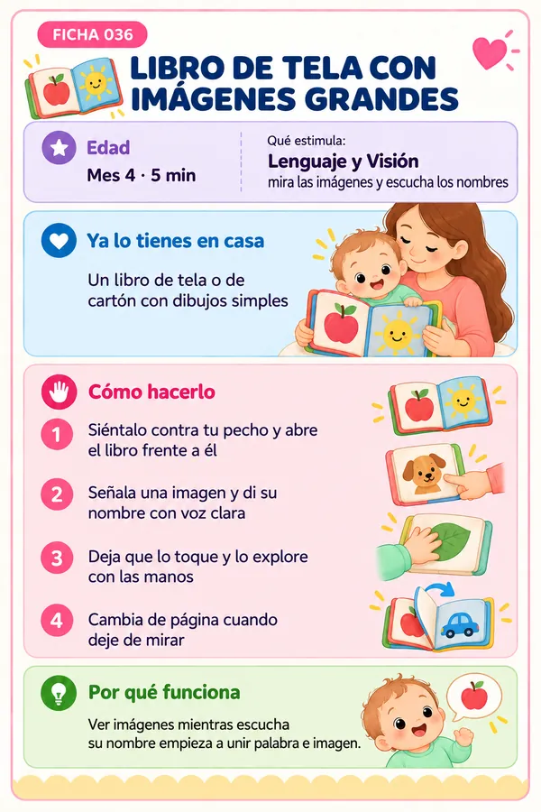 Ficha 036: Libro de tela con imágenes grandes